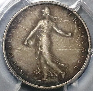 Moneda de plata rara a prueba mate sembradora de 1 franco Francia PCGS PR 63+ 1898 (23122102C) - Imagen 1 de 6
