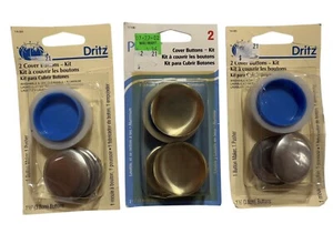 3 Packs Dritz Button Cover Kit 1 1/2in 2 Aluminum Buttons Mold & Pusher - Picture 1 of 2
