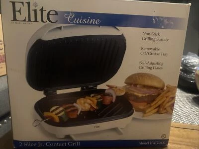 Parrilla eléctrica Elite Cuisine blanca EWG-200 parrilla de contacto prensa de sándwiches 2 rebanadas Foto 1 de 4