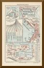 alte Karte/Plan +HAFENANLAGEN+ 1895 +Kiel,Triest,Malm,Richmond,London-Docks+
