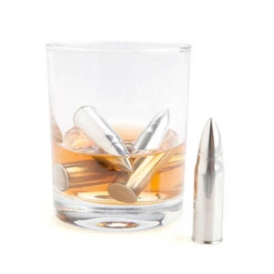 Chilled Whiskey Bullets, Set of Four - Cool Down Your Drink Without Watering - Foto 1 di 3