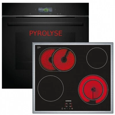 Herdset Pyrolyse Siemens Autark Selbstreinigung Backofen + Glaskeramik Kochfeld - Bild 1 von 4