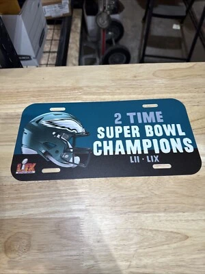 PHILADELPHIA EAGLES 2025 SUPER BOWL CHAMPIONS 2X PLACA DE LICENÇA DE PLÁSTICO VENCEDORES - Imagem 1 de 4
