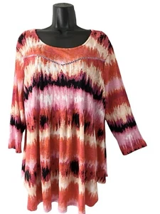 Cocomo Top Womens XL Popover Blouse Textured Knit Pintuck Flowy Tunic Scoop Neck - Picture 1 of 5