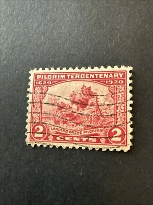 US Postage Stamp. 1920 Commemorative. #549 Landing Of The Pilgrims. Used - Image 1 of 2