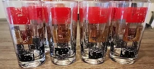 Lot of 8 Vintage Mid-Century Drinking Glasses Leaves Clear Red Black Gold Fall - Picture 1 of 6