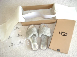 Woman UGG COZETTE UK6 oyster grey sheep skin slippers + box - Picture 1 of 10