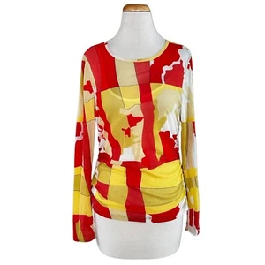 KENNETH COLE women’s long sleeve blouse Sz XL multicolor abstract - Picture 1 of 4