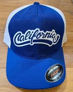 Gorra de béisbol FLEXFIT TALLA L/XL "California" azul y blanca nueva sin etiquetas - Imagen 1 de 8