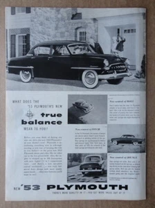 PLYMOUTH Division of Chrysler car 1953 black & white ad advertisement - Picture 1 of 1