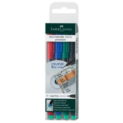CD-Marker MULTIMARK permanent S 4 Farben Etui FABER CASTELL 152304 (400540152304 - Bild 1 von 2