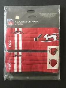 San Francisco 49ers YOUTH SIZE Licensed 2 Pack Face Mask Covering - 50% Off SRP!