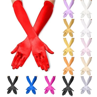 Womens Ladies Long Opera Evening Gloves Satin Charleston Party Dress Wedding - Image 1 of 4