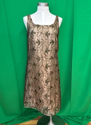 Vestido Granate Hill Talla 10 Seda Metálico Crepe De Chine Superpuesto.  PRECIOSO Foto 1 de 4