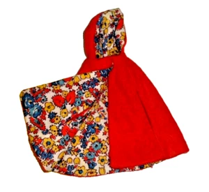 12" DOLL HOODED RED FLANNEL CAPE REVERSIBLE ? 12" TAMMY FAMILY SIZE DOLL 1970S - Picture 1 of 4