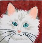 Fluffy Cat Hand Painted Needlepoint Canvas