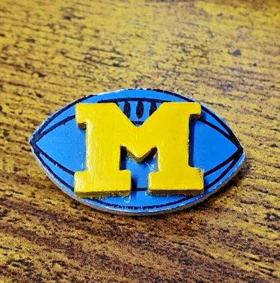 University of Michigan Wolverines Football Homemade Wood Lapel Hat Pin - Image 1 of 3