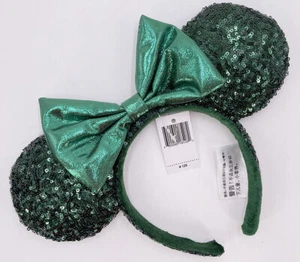 Disney Parks Edition Minnie Mouse Ears Emerald Green Sequins Headband 2022 - Picture 1 of 6