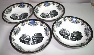Royal Stafford Halloween His & Hers Skull 9" Salad Pasta Bowls Set of 4 New - Picture 1 of 3