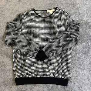 Blusa Pullover Michael Kors Blanco y Negro Transparente con Puño Tejido y Cintura L - Imagen 1 de 8