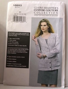 Vogue 8893  Pattern Collarless Jacket /Patch Pockets Claire Shaeffer Sz 8-16 U/C - Picture 1 of 3