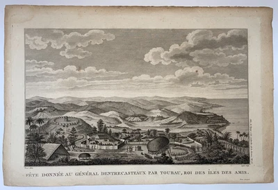 TONGA DENTRECASTEAUX IN FRIENDLY ISLANDS 1797 LA PEROUSE LARGE ANTIQUE VIEW - Image 1 of 4