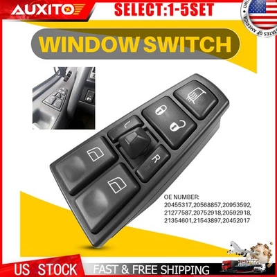 Interruptor de ventana eléctrica delantero izquierdo apto para camión Volvo VN VNL VNM VHD 2004-2015 1-10X Foto 1 de 4