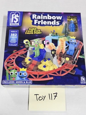 Rainbow Friends PlayStacks Theme Park 382pc Deluxe Playset Blue Green Figures - Image 1 of 4