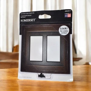 Placa de interruptor de pared de metal bronce frotado con aceite decorador doble Somerset #662677 - Imagen 1 de 8