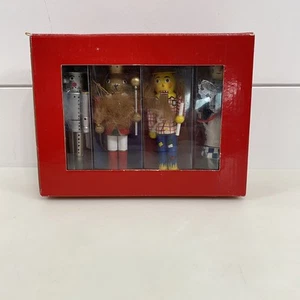Zauberer von Oz Nussknacker Ornament Set 4 Stück Blech Mann Löwe Vogelscheuche Weihnachten Gi - Bild 1 von 8
