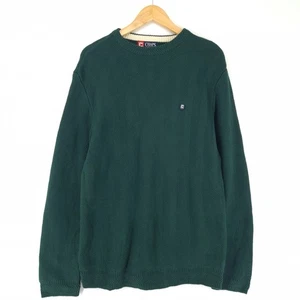 Vintage Chaps Jumper Sweater Men Green Cotton Wh1 Size M - Picture 1 of 7