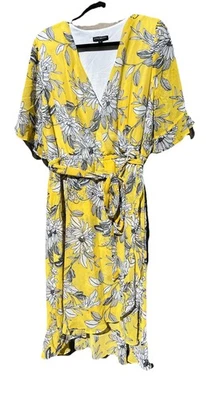 Vestido Lane Bryant Verano Chifón Hi-lo Midi Talla 18 Floral Volantes Imitación Envoltura Forrado Foto 1 de 4