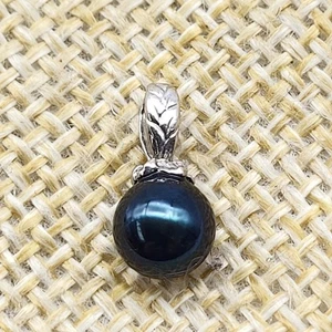 Colgante Perla Pavo Real Natural Redondo Perfecto Negro Verde Oro Blanco 14K - Imagen 1 de 13