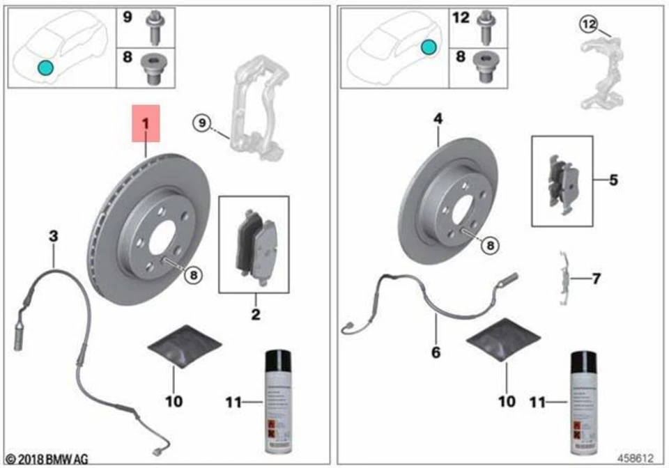 Rotor de disco de freno delantero BMW OEM 16-18 750i xDrive 34116875283 Foto 1 de 1