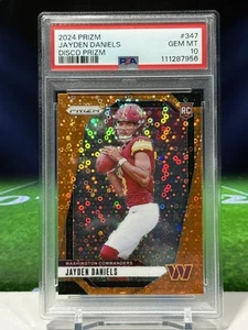 2024 Prizm Orange Disco Jayden Daniels #347 PSA 10 Commanders Rookie RC - Picture 1 of 2
