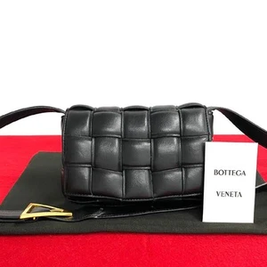 unused BOTTEGA VENETA Padded Cassette Mini Leather Shoulder Bag Pouch Black 101 - Picture 1 of 10