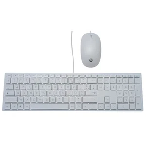 HP Pavilion 400 Keyboard Mouse Set AZERTY French White Wired Slim Full Size USB - Picture 1 of 7