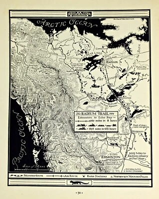 Richard Edes Harrison 1934 The Radium Trail Map EDMONTON TO ECHO BAY Fortune Mag Foto 1 de 4