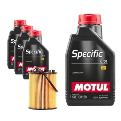 4 LITRI MOTUL 10W-50 ABARTH 0101 OLIO MOTORE + FILTRO OLIO PUNTO 500 595 695 16V - Immagine 1 di 4