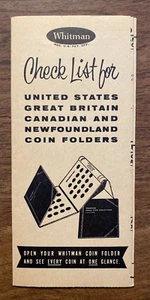 Vintage Whitman Checklist per US GB CA cartelle monete G. Fox & Co. Hartford CT P4a - Foto 1 di 14