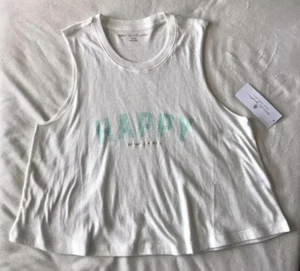 SPIRITUAL GANGSTER Happy Crop Tank Top - White - Picture 1 of 7
