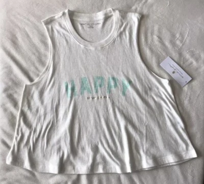 Camiseta sin mangas SPIRITUAL GANGSTER Happy Crop - Blanca Foto 1 de 4