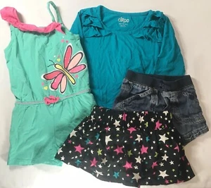 Lot of 4 Summer Girls Clothes Circo 4 - 4T Beach Romper Skirt Skort Shorts Shirt - Picture 1 of 8