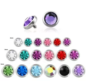 14G 316L Surgical Steel Internally Threaded Round Flat CZ Dermal Anchor Top - Picture 1 of 3