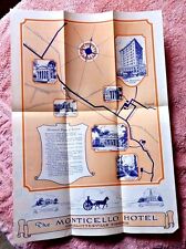VINTAGE LOVELY PICTORIAL MAP CHARLOTTESVILLE VIRGINIA HOTEL MONTICELLO 1930's