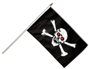 Pirat mit roten Augen Stockflagge Flaggen Fahnen Stockfahne 30x45cm - Bild 1 von 1