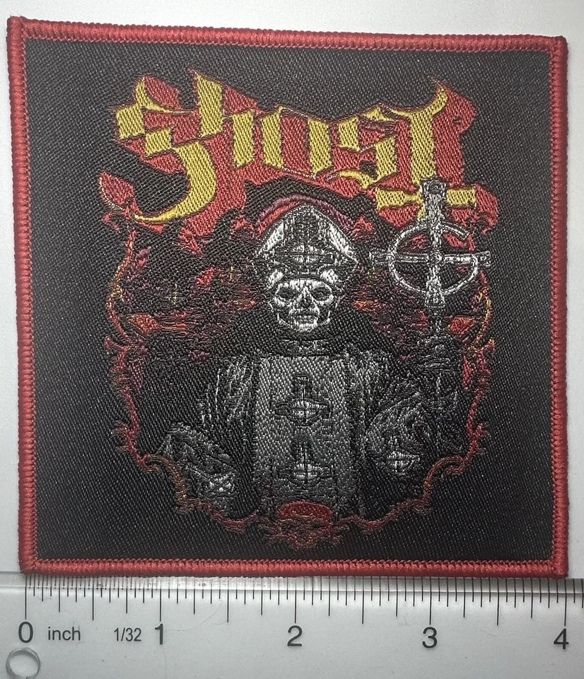 Тканая нашивка Ghost Band PAPA с красной каймой  - Изображение 1 из 1