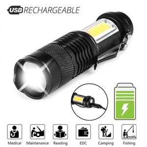 COB LED Flashlight Portable Mini ZOOM Torch Tactical flashlight AA US
