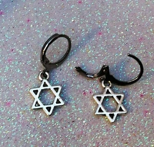 OHRRINGE EARRINGS HERREN DAMEN KREISE ANHÄNGER STERN DAVID SCHILD 6 SPITZEN UNISEX - Bild 1 von 1