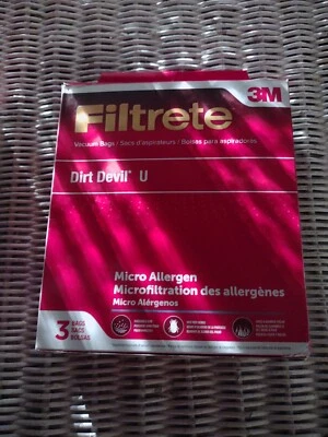 1 3 Pack= 3 Bags 3M Filtrete Micro Allergen Dirt Devil Type U Vacuum Bags 65703B - Image 1 of 2